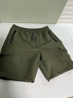Sovereign Code Olive Green Cargo Shorts with Drawstring